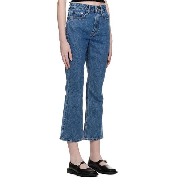 GANNI NWT Women’s Blue Rigid Betzy Jeans Slim Flare High Rise Size 32 - Picture 3 of 5